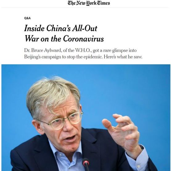 WHO专家：我接到了好多电话，都问我中国是怎么做的！